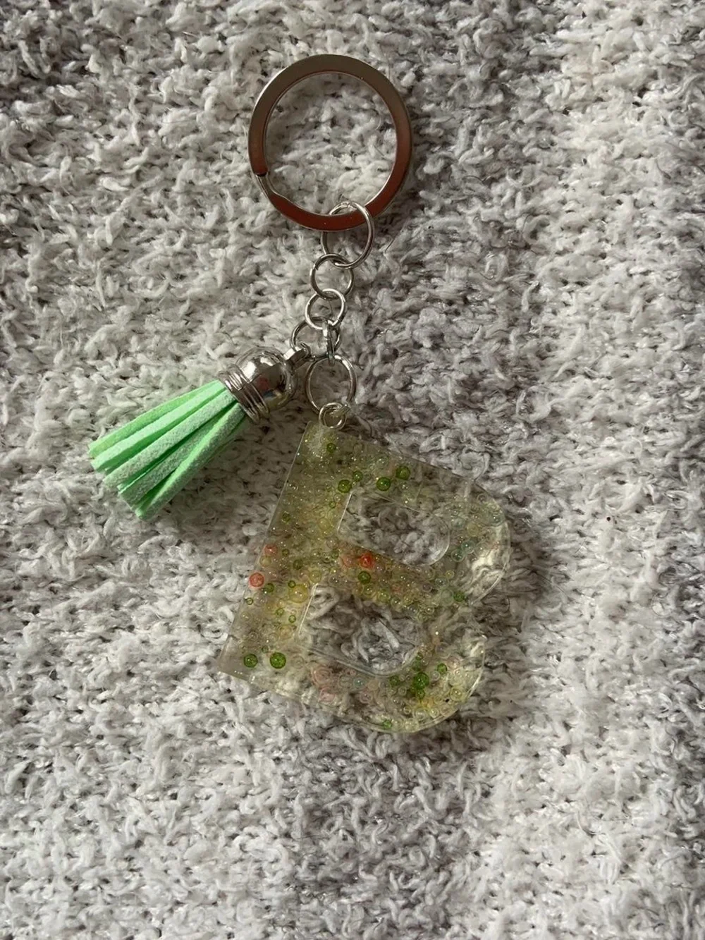 Blue Glitter Letter B Keychain